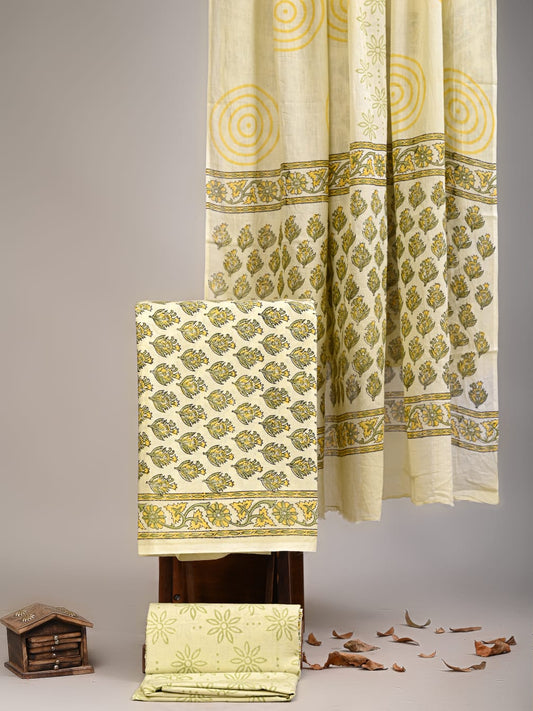 Exclusive Hand Block Cotton Suit With Cotton Dupatta(VKCOT39)