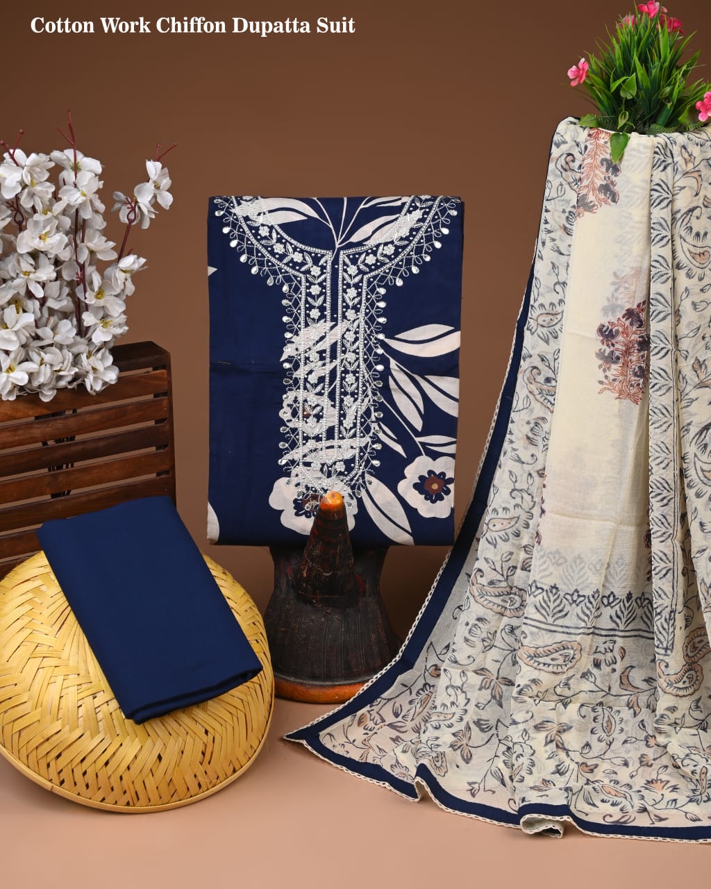 PREMIUM GOTA PATTI COTTON SUIT SET WITH CHIFFON DUPATTA