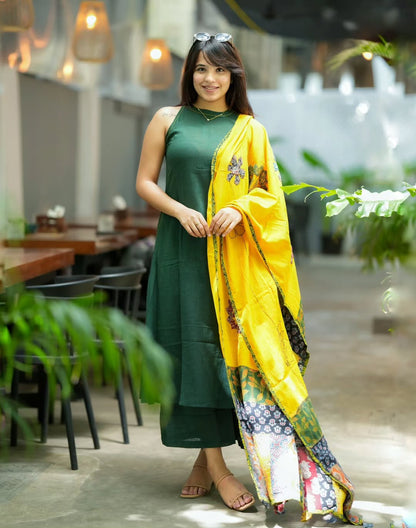PURE HANDLOOM A LINE KURTI WITH BOTH SIDES POCKETS