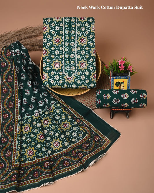 PREMIUM GOTA PATTI COTTON SUIT SET WITH COTTON DUPATTA