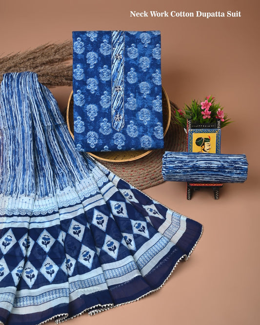 PREMIUM GOTA PATTI COTTON SUIT SET WITH COTTON DUPATTA