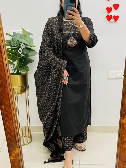 *We are here to spread some magic to your ethnic Heavy Cotton*
*Pure fine Cotton fabric   Kurti with Pant with cotton Sequence work*