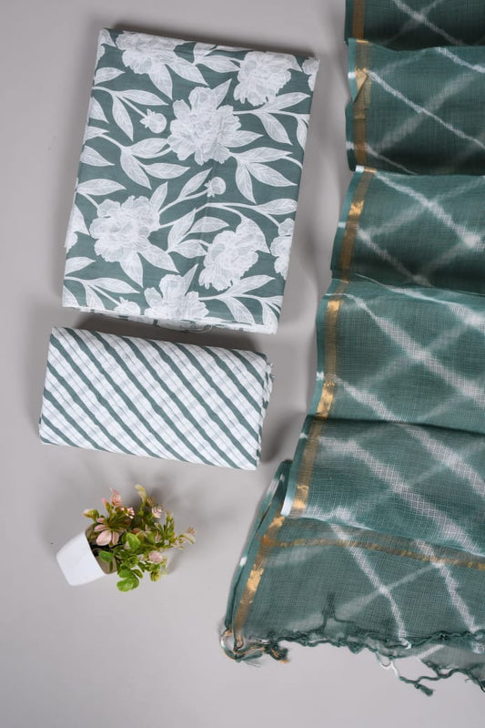 Exclusive Hand Block Cotton Suit With Kota Doriya Dupatta Suits(VKCOTKO29)