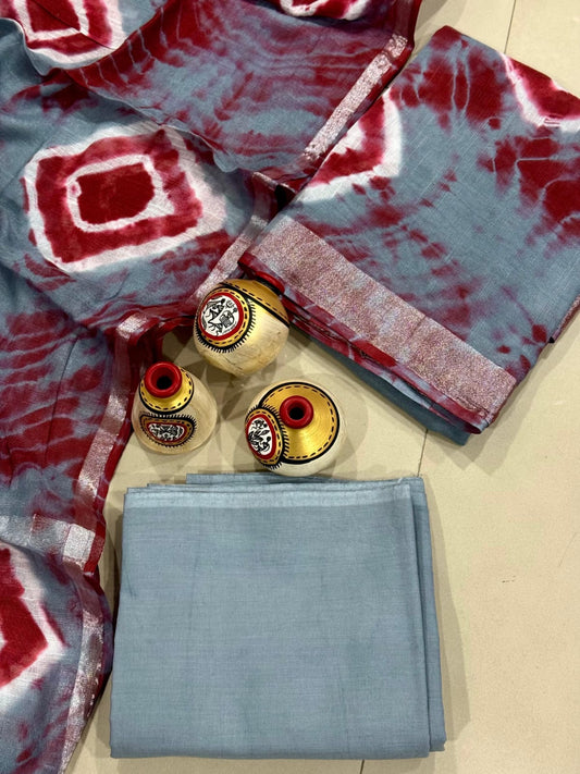 Exclusive Hand Block Linen Suit With Linen Dupatta(VkLS18)