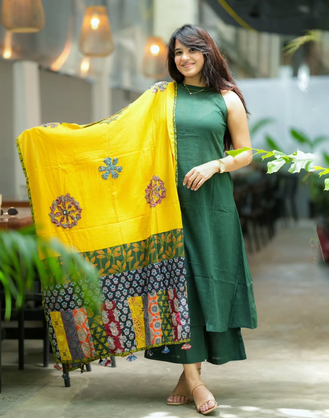 PURE HANDLOOM A LINE KURTI WITH BOTH SIDES POCKETS