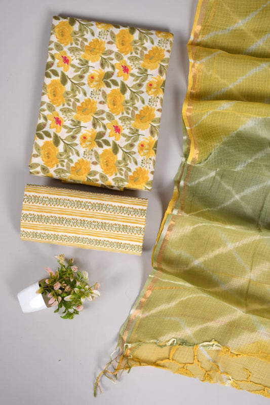 Exclusive Hand Block Cotton Suit With Kota Doriya Dupatta Suits(VKCOTKO34)