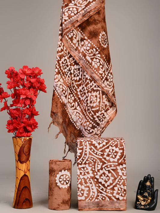 Exclusive Hand Block Linen Suit With Linen  Dupatta(VkLS04)
