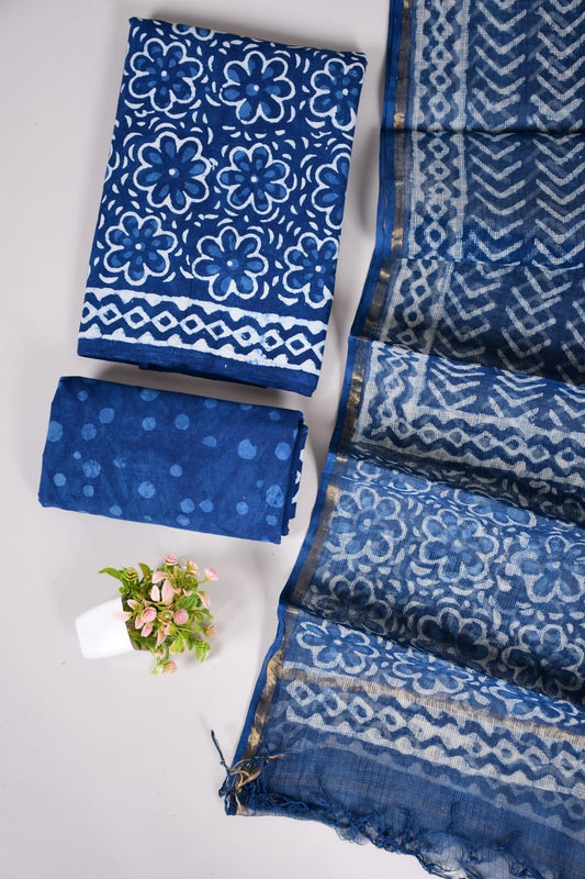 Exclusive Hand Block Cotton Suit With Kota Doriya Dupatta Suits(VKCOTKO50)