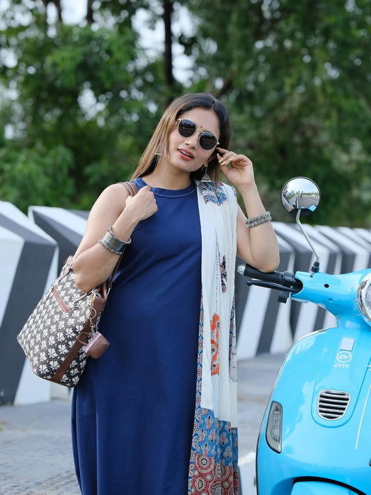 PURE HANDLOOM A LINE KURTI WITH BOTH SIDES POCKETS