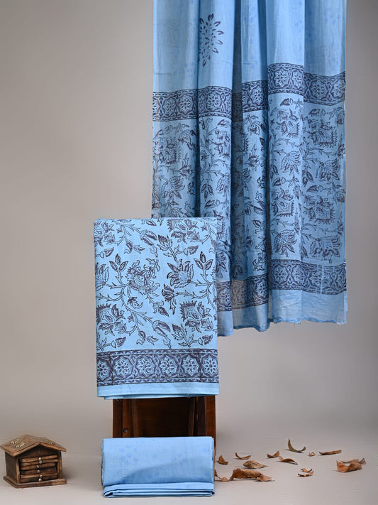 Exclusive Hand Block Cotton Suit With Cotton Dupatta(VKCOT07)