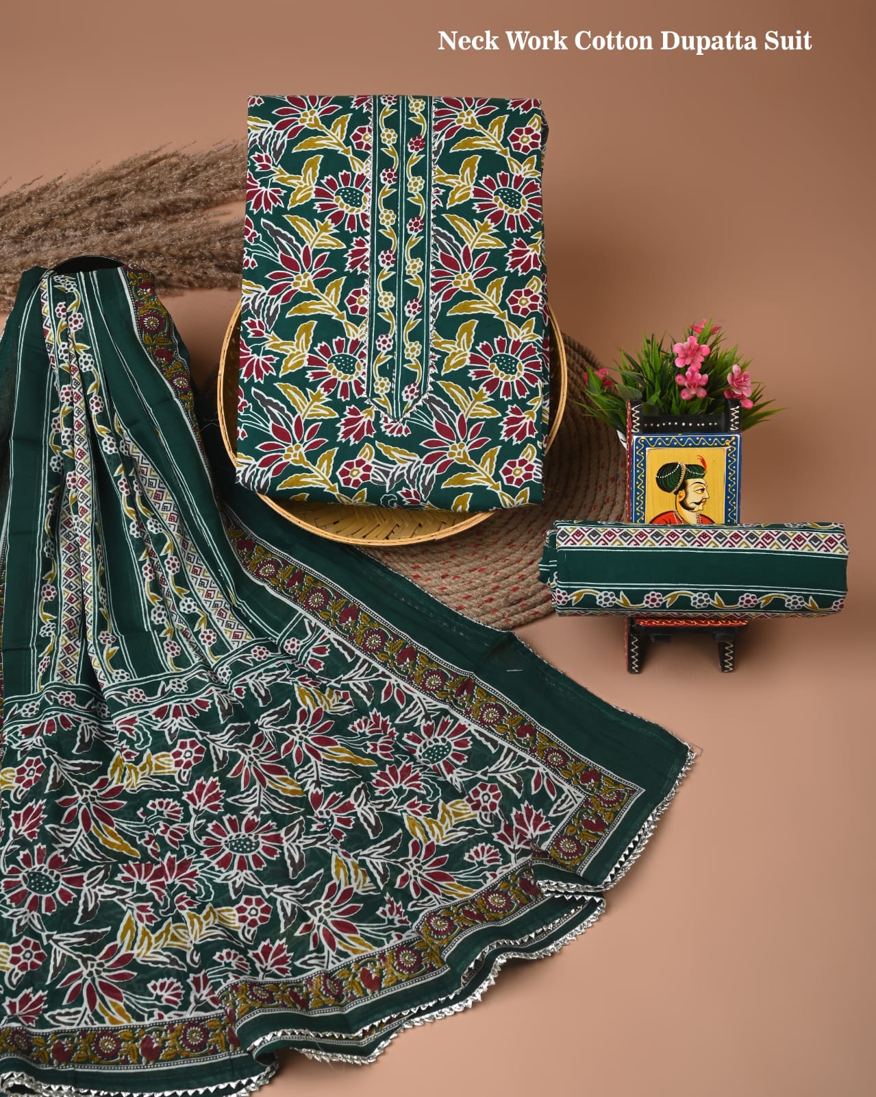 PREMIUM GOTA PATTI COTTON SUIT SET WITH COTTON DUPATTA