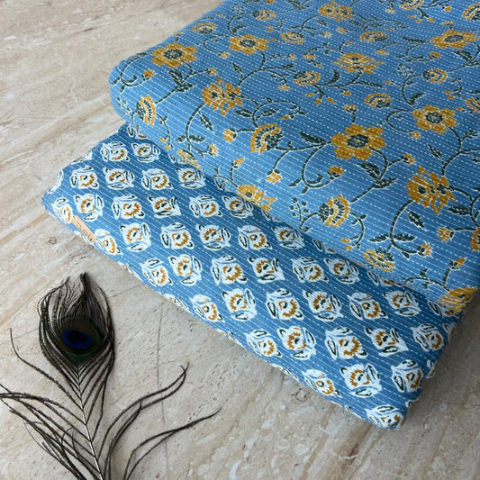 Elegant Hand Block Printed Cotton Top And Bottom Suit Sets(VKTB05)