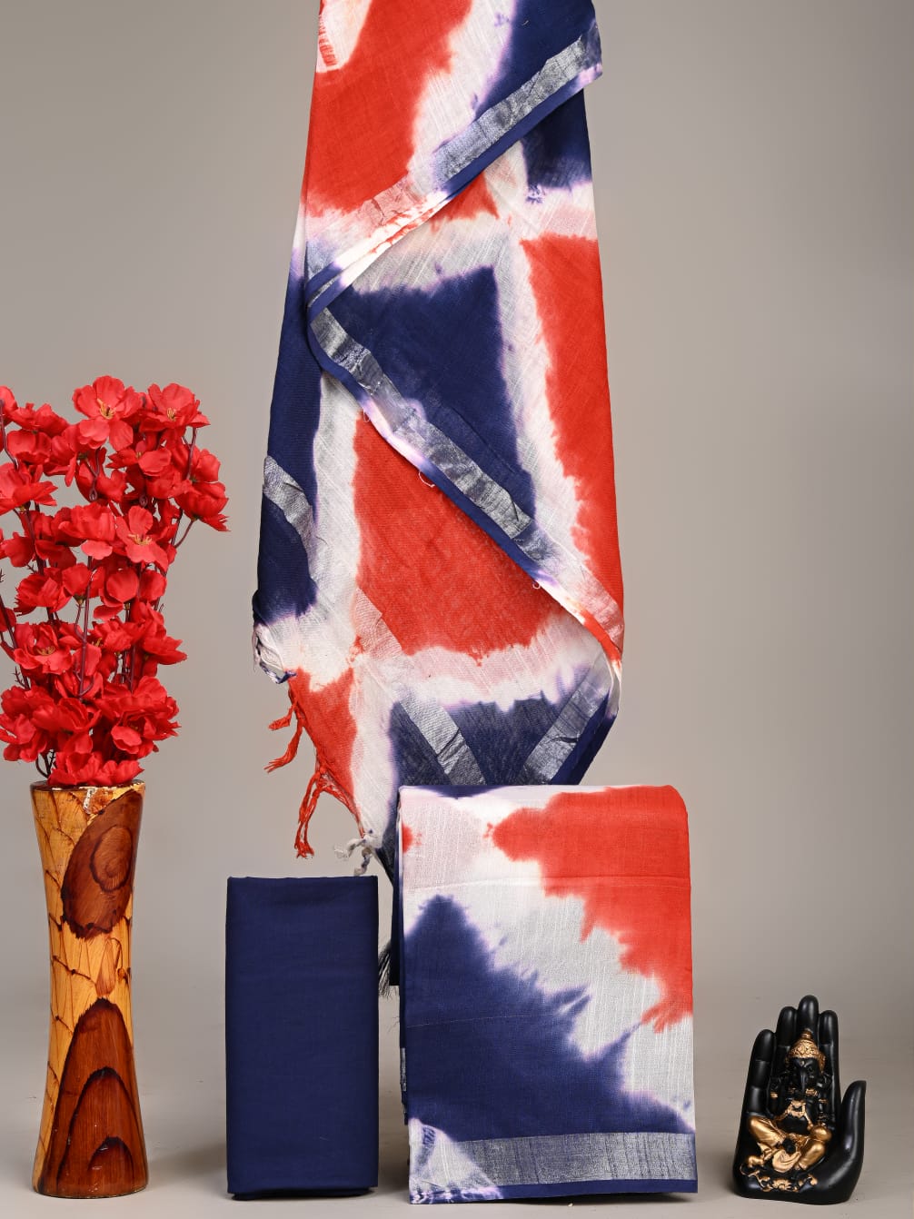 Exclusive Hand Block Linen Suit With Linen Dupatta(VkLS77)