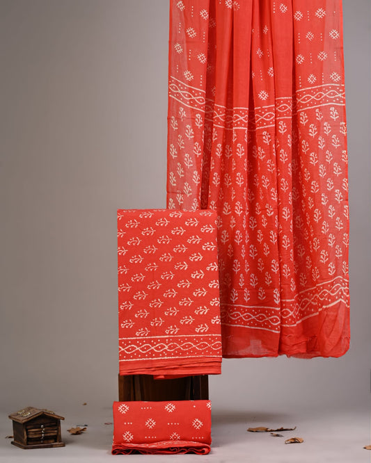 Exclusive Hand Block Cotton Suit With Cotton Dupatta(VKCOT44)