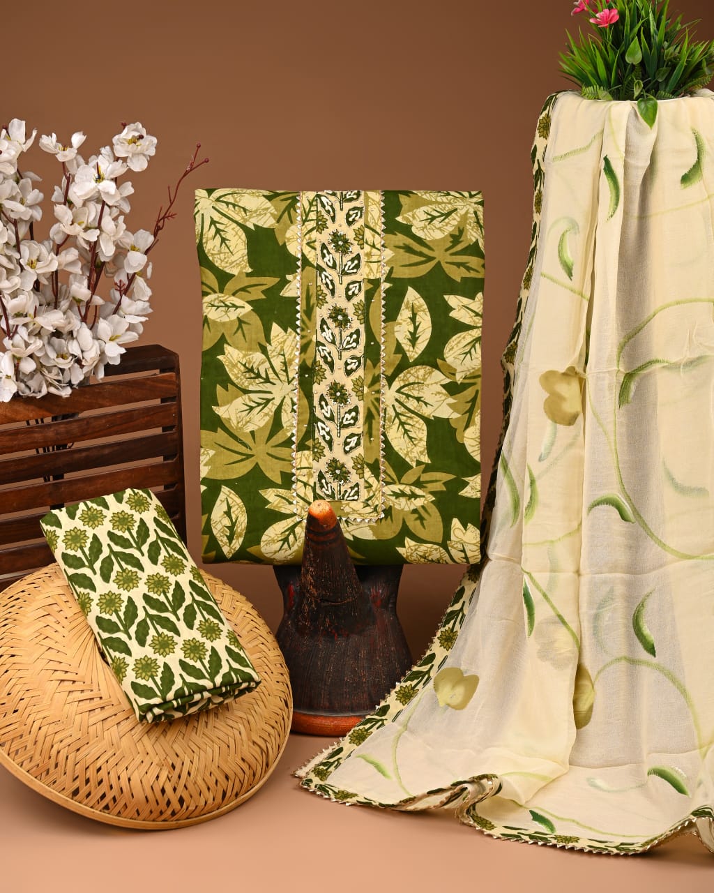 PREMIUM GOTA PATTI COTTON SUIT SET WITH CHIFFON DUPATTA