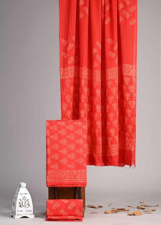 Exclusive Hand Block Cotton Suit With Cotton Dupatta(VKCOT26)
