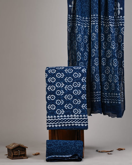 Exclusive Hand Block Cotton Suit With Cotton Dupatta(VKCOT13)