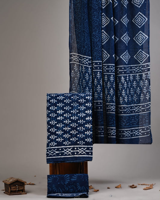 Exclusive Hand Block Cotton Suit With Cotton Dupatta(VKCOT41)
