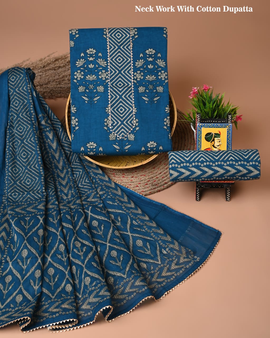 PREMIUM GOTA PATTI COTTON SUIT SET WITH COTTON DUPATTA