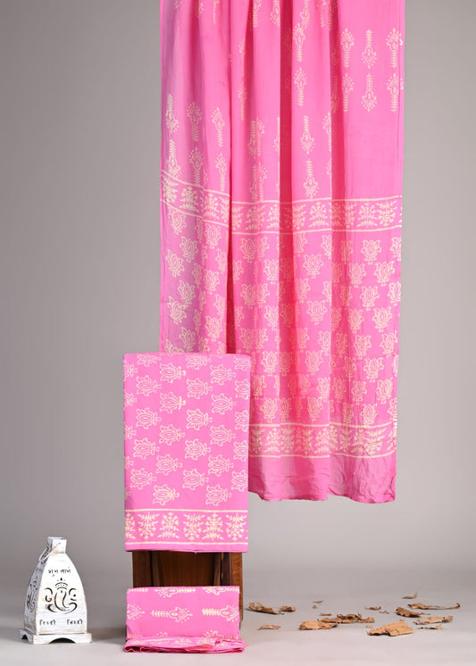 Exclusive Hand Block Cotton Suit With Cotton Dupatta(VKCOT25)