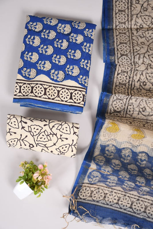 Exclusive Hand Block Cotton Suit With Kota Doriya Dupatta Suits(VKCOTKO08)
