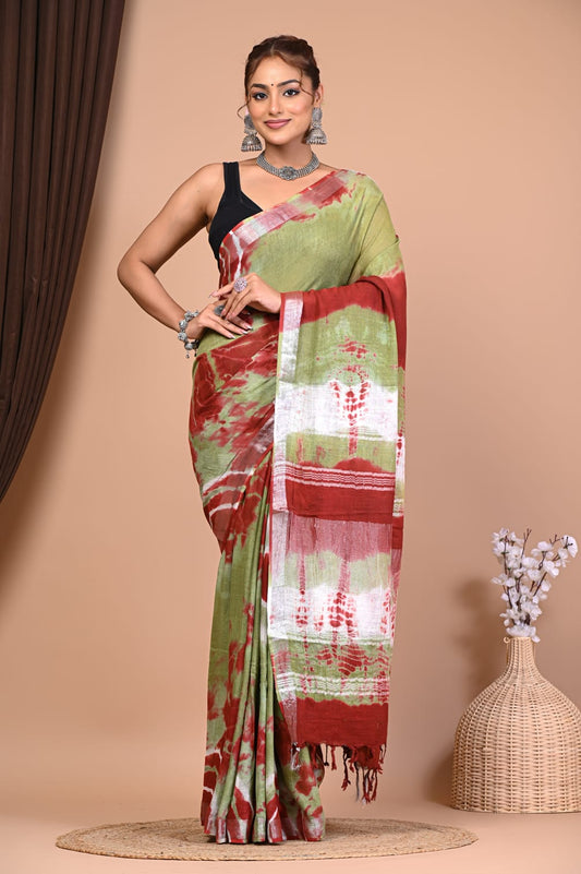 Exclusive Hand Block Linen Saree (VKLS03)
