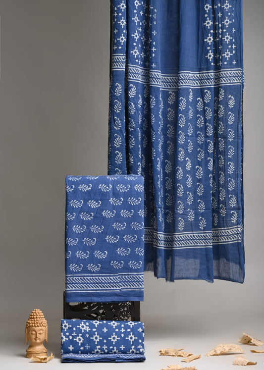 Exclusive Hand Block Cotton Suit With Cotton Dupatta(VKCOT62)