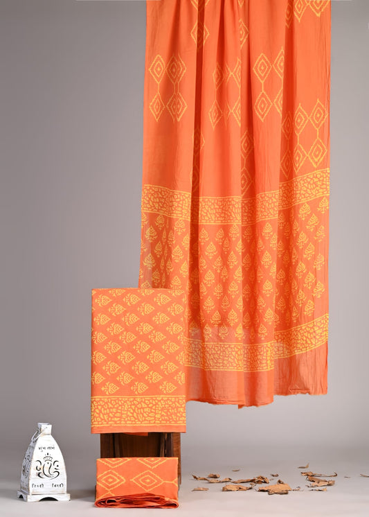 Exclusive Hand Block Cotton Suit With Cotton Dupatta(VKCOT27)