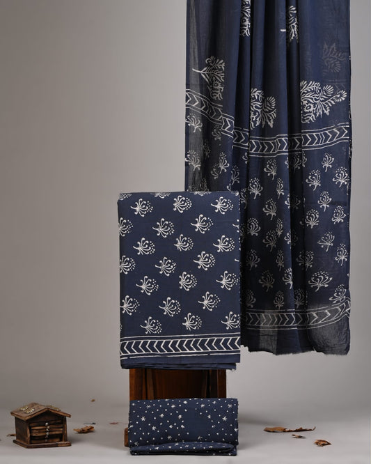 Exclusive Hand Block Cotton Suit With Cotton Dupatta(VKCOT12)