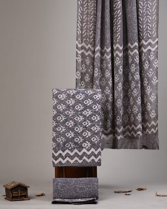 Exclusive Hand Block Cotton Suit With Cotton Dupatta(VKCOT19)
