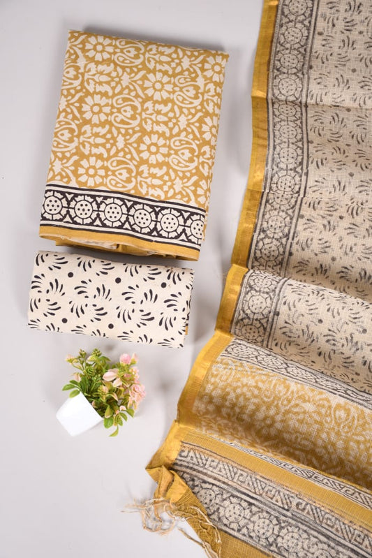 Exclusive Hand Block Cotton Suit With Kota Doriya Dupatta Suits(VKCOTKO11)