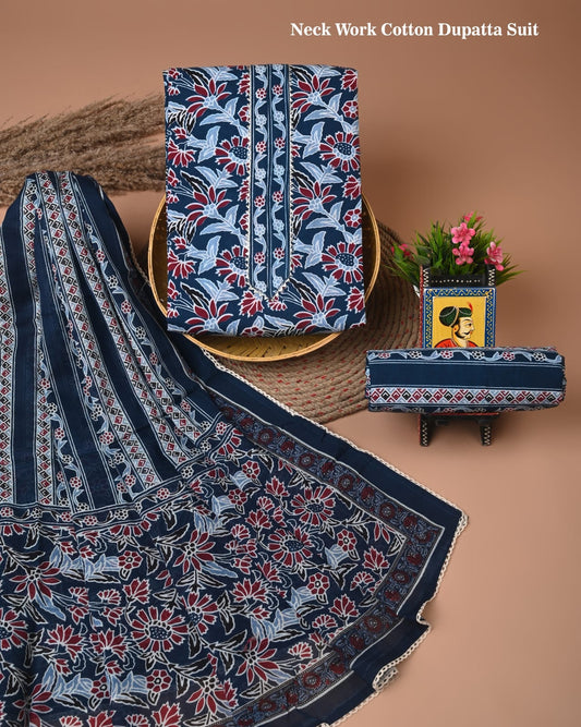 PREMIUM GOTA PATTI COTTON SUIT SET WITH COTTON DUPATTA