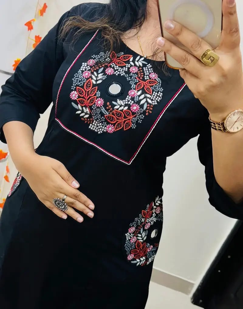 *NEW LAUNCH Stylish embroidery work Ethnic Kurti Palazzo Set*