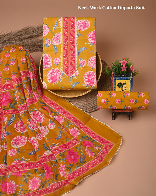 PREMIUM GOTA PATTI COTTON SUIT SET WITH COTTON DUPATTA