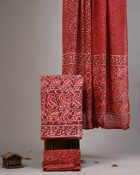 Exclusive Hand Block Cotton Suit With Cotton Dupatta(VKCOT40)