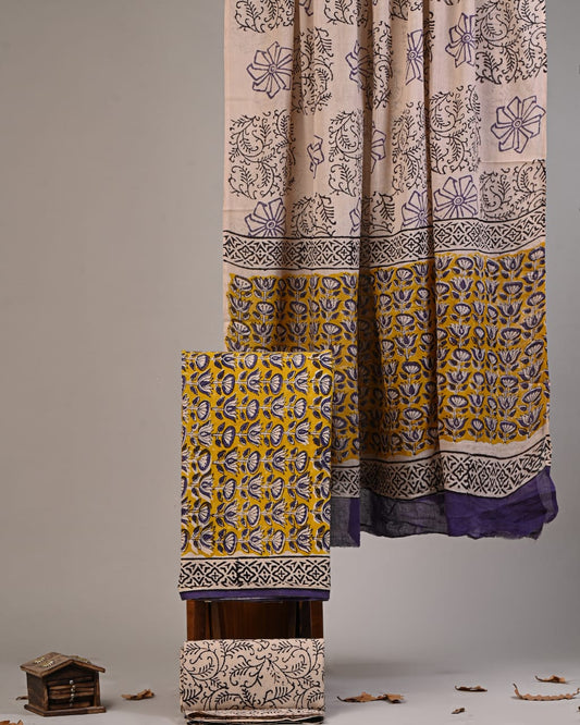 Exclusive Hand Block Cotton Suit With Cotton Dupatta(VKCOT63)