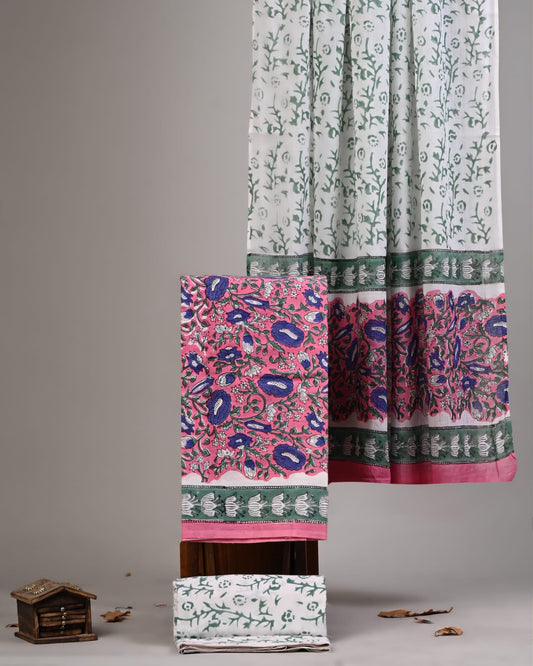 Exclusive Hand Block Cotton Suit With Cotton Dupatta(VKCOT18)