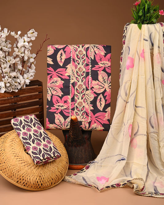 PREMIUM GOTA PATTI COTTON SUIT SET WITH CHIFFON DUPATTA