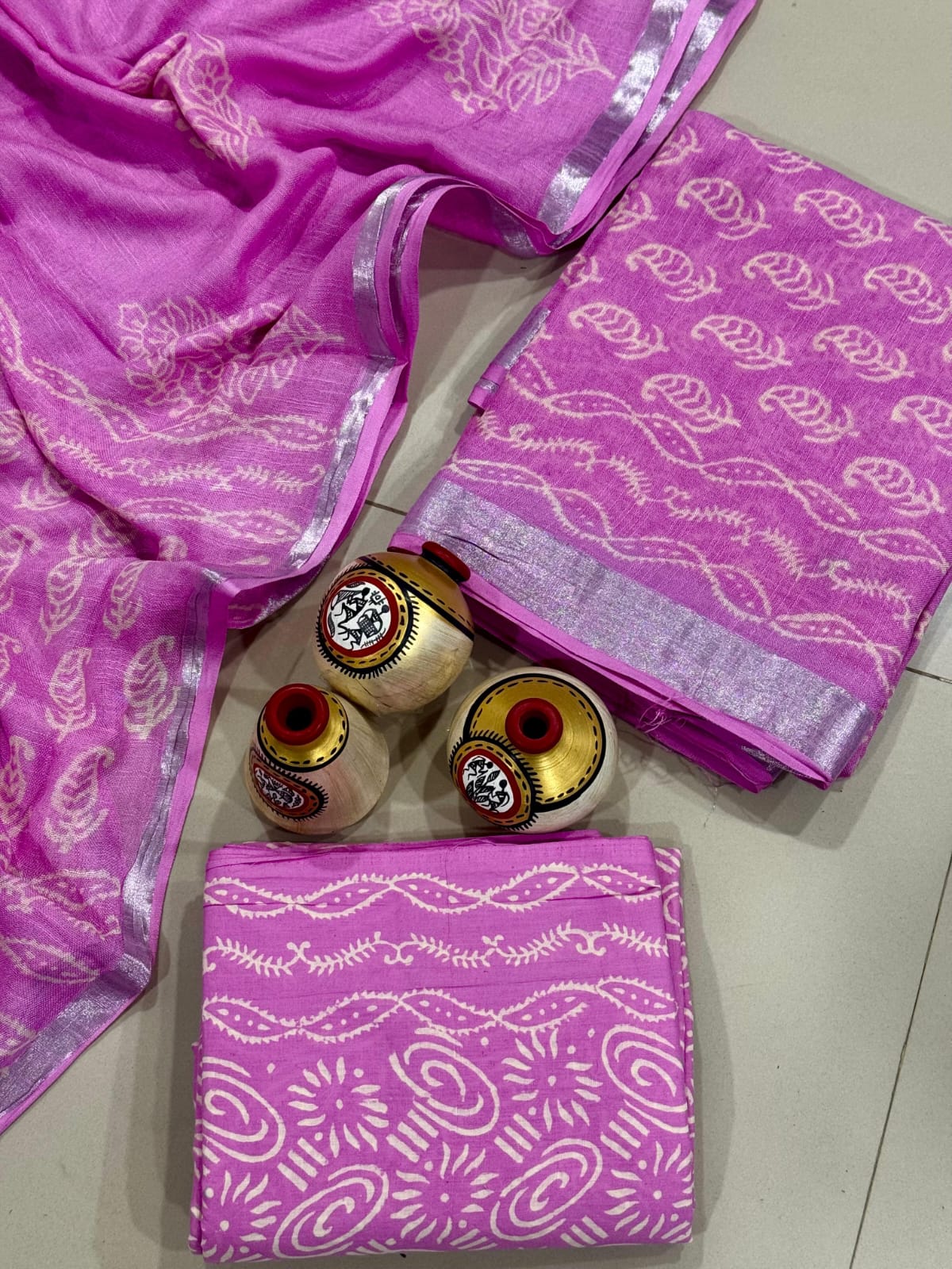 Exclusive Hand Block Linen Suit With Linen Dupatta(VkLS19)