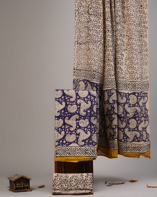 Exclusive Hand Block Cotton Suit With Cotton Dupatta(VKCOT14)