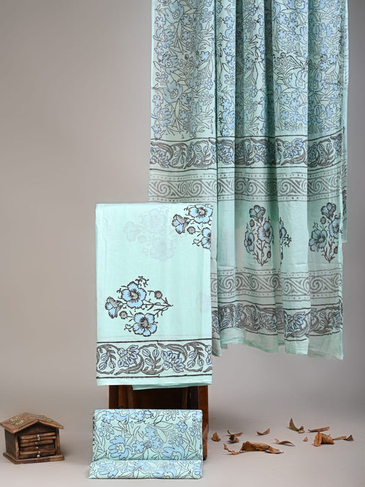 Exclusive Hand Block Cotton Suit With Cotton Dupatta(VKCOT04)