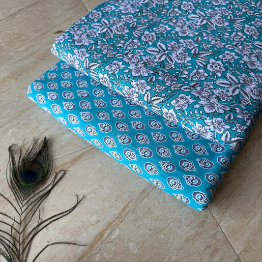 Elegant Hand Block Printed Cotton Top And Bottom Suit Sets(VKTB24)