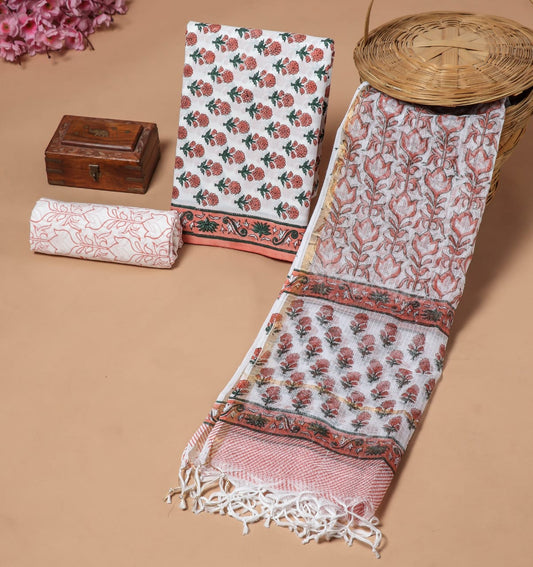 Exclusive Hand Block Cotton Suit With Kota Doriya Dupatta Suits(VKCOTKO19)
