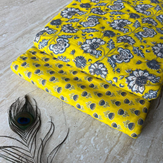 Elegant Hand Block Printed Cotton Top And Bottom Suit Sets(VKTB16)