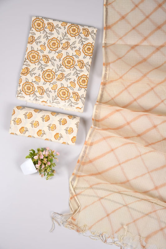 Exclusive Hand Block Cotton Suit With Kota Doriya Dupatta Suits(VKCOTKO46)