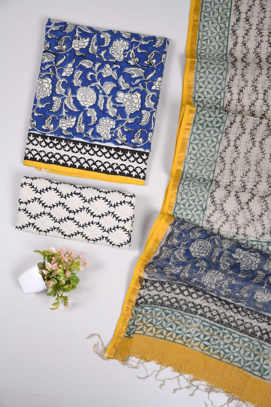 Exclusive Hand Block Cotton Suit With Kota Doriya Dupatta Suits(VKCOTKO21)