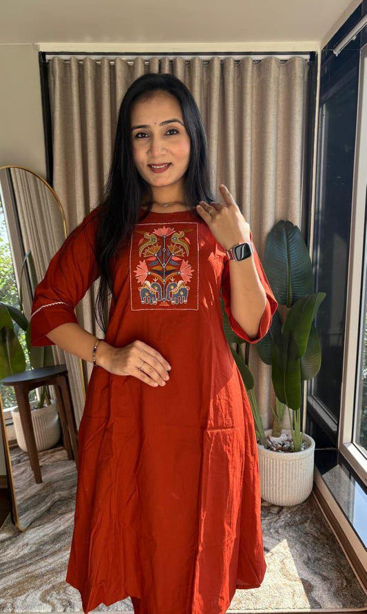 Pure Cotton  Aline Flair Kurta Pant