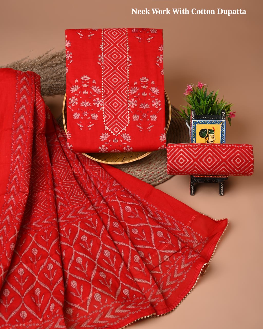 PREMIUM GOTA PATTI COTTON SUIT SET WITH COTTON DUPATTA