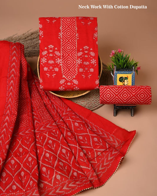 PREMIUM GOTA PATTI COTTON SUIT SET WITH COTTON DUPATTA