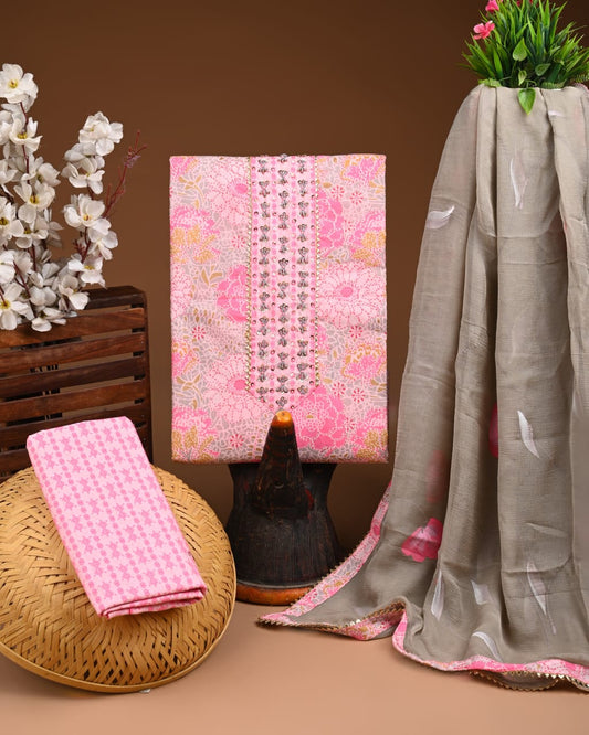 PREMIUM GOTA PATTI COTTON SUIT SET WITH CHIFFON DUPATTA